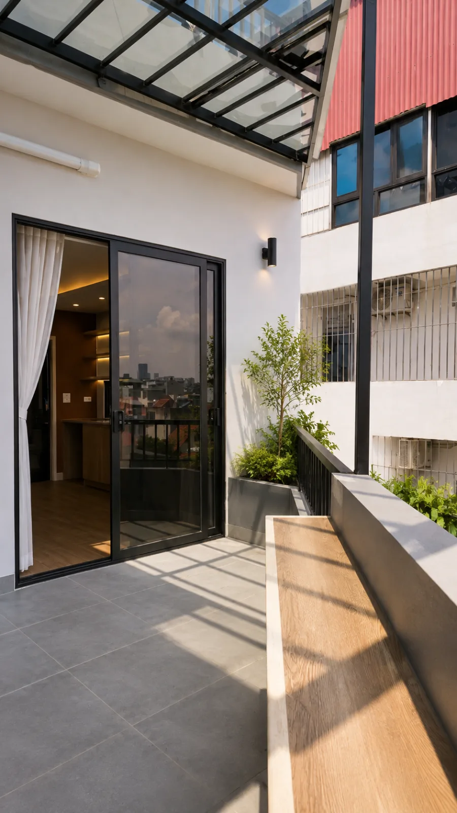 Sunlit Modern Balcony Terrace